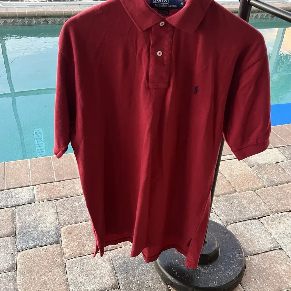Polo Ralph Lauren Polo Shirt Mens Medium Fit Red Pony 100 % Cotton Logo